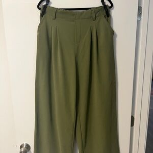 HALARA Green Wide Leg Pants - Waffle Fabric